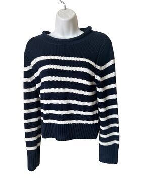 J. Crew, Striped Navy and White Crewneck Sweater, Sz XS